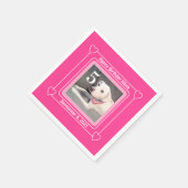かわいい子犬の写真誕生日番号5ピンク スタンダードカクテルナプキン (角)