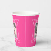 かわいい子犬の写真誕生日番号5ピンク 紙コップ (右)