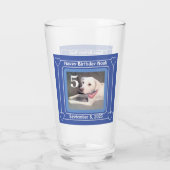 かわいい子犬の写真誕生日番号5青 タンブラーグラス (裏面)