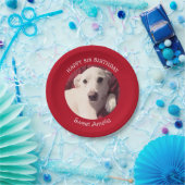 かわいい子犬の写真5誕生日赤パーティー ペーパープレート (パーティー)