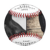 かわいい子犬の初めてのクリスマスドッグポーフォトコラージュ 野球ボール (正面)