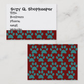 かわいい子犬の前足が赤い青の跡 名刺 (正面/裏面)