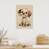 かわいい子犬の北欧風ニューナニーリーアート ミニマル ポスター (キッチン)
