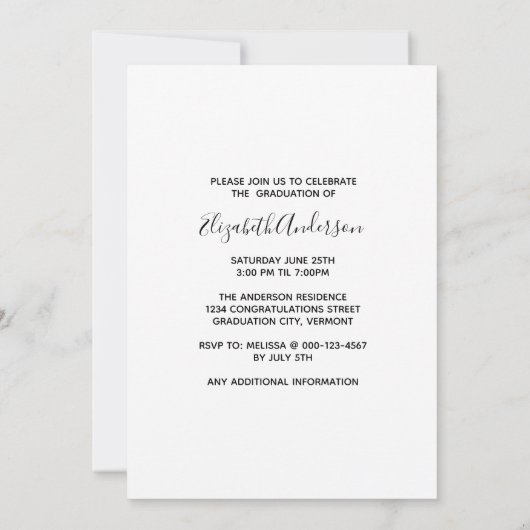 かわいい子犬の卒業式パーティー 招待状 (裏面)