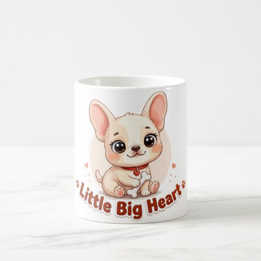 かわいい子犬の大きな小さなハート コーヒーマグカップ (中央)