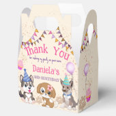 かわいい子犬の女の子の子犬のパーティー パーソナライズされた フェイバーボックス (オープン)