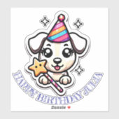 かわいい子犬の女の子 名前 お誕生日おめでとう  シール (シート)
