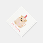 かわいい子犬の子供の誕生日パーティー スタンダードカクテルナプキン (角)