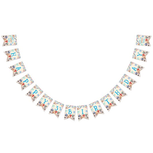 かわいい子犬の子犬のパーティーパーソナライズされた名 バンティングフラッグ (全)