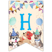 かわいい子犬の子犬のパーティーパーソナライズされた名 バンティングフラッグ (第2の旗)