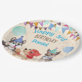 かわいい子犬の子犬のパーティーパーソナライズされた名 ペーパープレート (アングル)