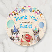 かわいい子犬の子犬のパーティー感謝していあなた フェイバータグ (正面)