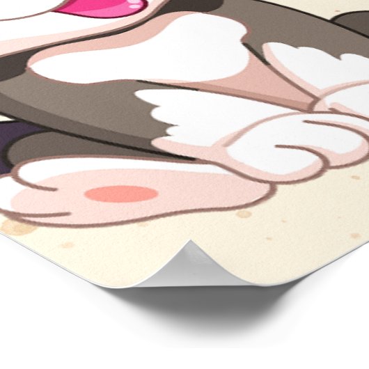 かわいい子犬の子犬のパーティー歓迎サイン ポスター (角)