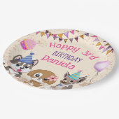 かわいい子犬の子犬の誕生日パーティー ペーパープレート (アングル)