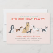 かわいい子犬の子犬の誕生日パーティー 招待状 (正面)