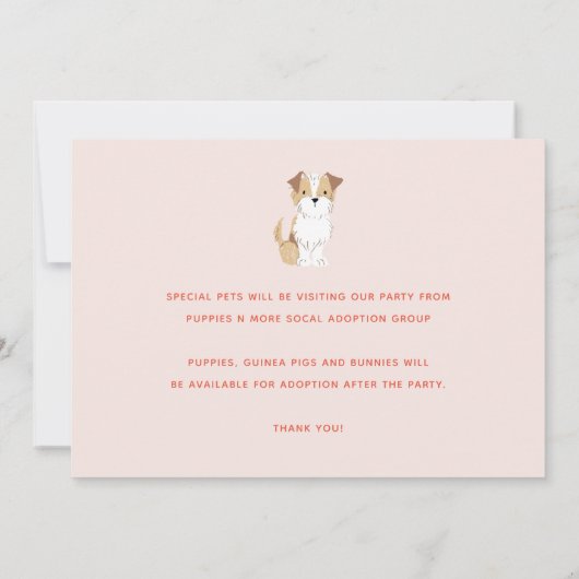 かわいい子犬の子犬の誕生日パーティー 招待状 (裏面)