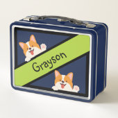 かわいい子犬の学校パーソナライズされた仲間 メタルランチボックス (裏面)