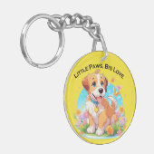かわいい子犬の小さな足の大きな愛 キーホルダー (正面左)