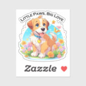 かわいい子犬の小さな足の大きな愛 シール (シート)