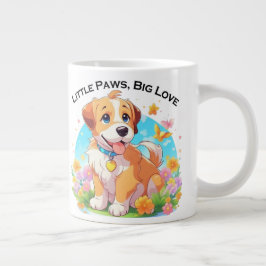 かわいい子犬の小さな足の大きな愛 ジャンボコーヒーマグカップ