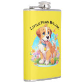 かわいい子犬の小さな足の大きな愛 フラスク (右)