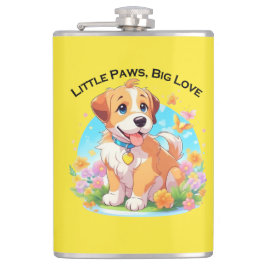 かわいい子犬の小さな足の大きな愛 フラスク