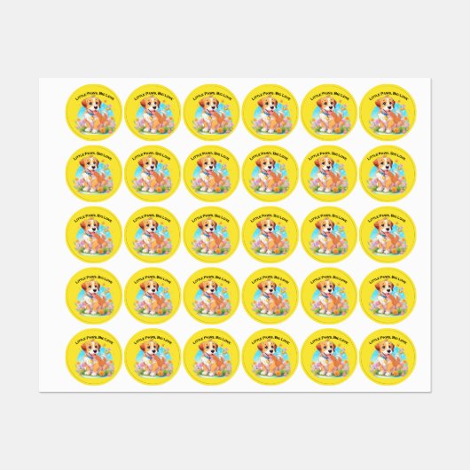 かわいい子犬の小さな足の大きな愛 ラベル (シート)