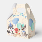 かわいい子犬の少年の子犬のパーティー パーソナライズされた フェイバーボックス (裏面サイド)