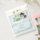 かわいい子犬の帽子とポーブルーグリーン誕生日 フェイバーバッグ (封をした状態)