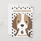 かわいい子犬の年齢と名前の子供の誕生日パーティー サンキューカード (正面)