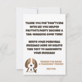 かわいい子犬の年齢と名前の子供の誕生日パーティー サンキューカード (裏面)