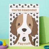 かわいい子犬の年齢と名前の子供の誕生日パーティー サンキューカード