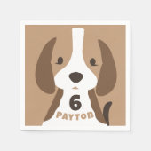 かわいい子犬の年齢と名前キッズバースデーパーティー スタンダードカクテルナプキン (正面)