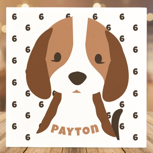 かわいい子犬の年齢と名前キッズバースデーパーティー スタンダードカクテルナプキン