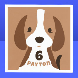 かわいい子犬の年齢と名前キッズバースデーパーティー スタンダードカクテルナプキン