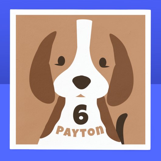 かわいい子犬の年齢と名前キッズバースデーパーティー スタンダードカクテルナプキン