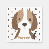 かわいい子犬の年齢と名前キッズバースデーパーティー スタンダードカクテルナプキン (正面)