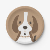 かわいい子犬の年齢と名前キッズバースデーパーティー ペーパープレート (正面)