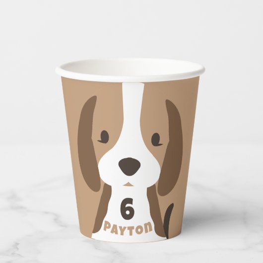 かわいい子犬の年齢と名前キッズバースデーパーティー 紙コップ (正面)