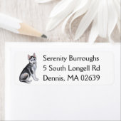 かわいい子犬の恋人の水の色シベリアのハスキーラ ラベル (インサイチュ)