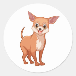 かわいい子犬の恋人マンガチワワ ラウンドシール