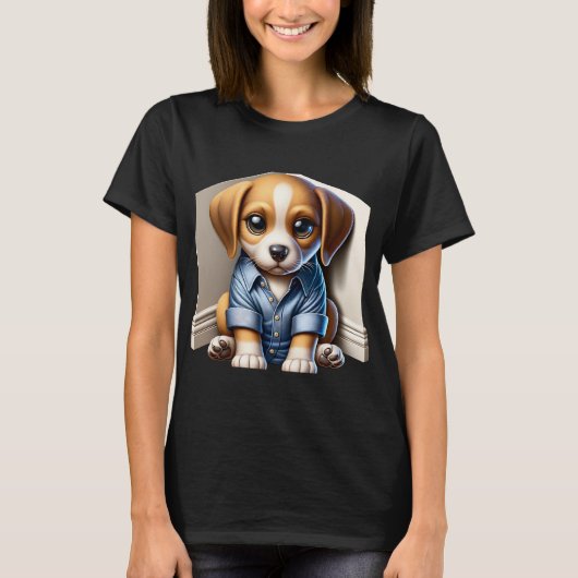 かわいい子犬の悲しい気分 Tシャツ (正面)