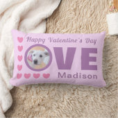 かわいい子犬の愛ハートバレンタインデイラベンダー ランバークッション (ブランケット)