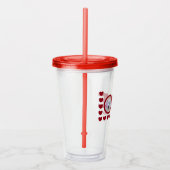かわいい子犬の愛ハートバレンタインデー赤 アクリルタンブラー (右)
