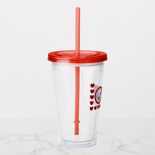 かわいい子犬の愛ハートバレンタインデー赤 アクリルタンブラー (右)
