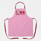 かわいい子犬の愛ハートバレンタインデー赤 エプロン (正面)