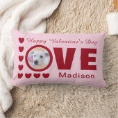 かわいい子犬の愛ハートバレンタインデー赤 ランバークッション (ブランケット)