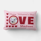 かわいい子犬の愛ハートバレンタインデー赤 ランバークッション (正面)
