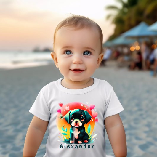 かわいい子犬の愛 ベビーTシャツ