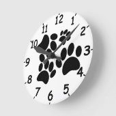かわいい子犬の手の跡のスケッチ ラウンド壁時計 (傾斜)